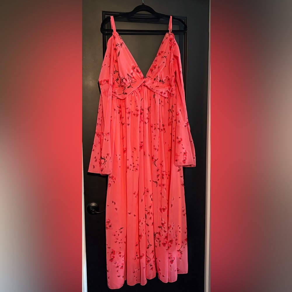 Elegant Pink Floral Women's Dress